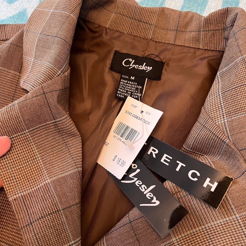 Chesley Blazer - New With Tags Brown Plaid